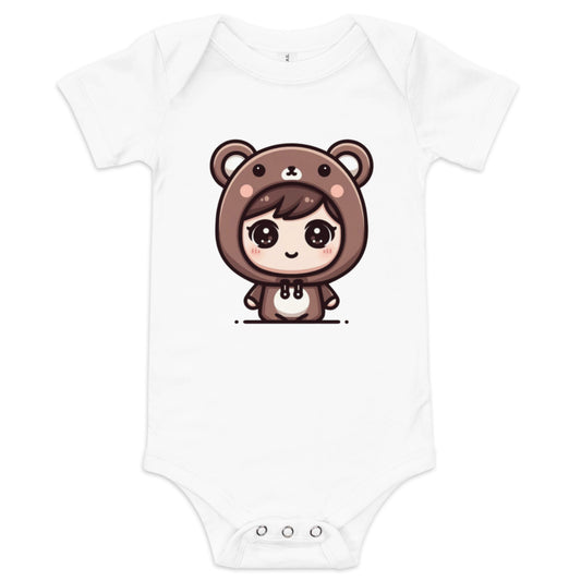 Cuddly Cub Baby Onesie: Adorable Bear Print Unisex Bodysuit for Infants