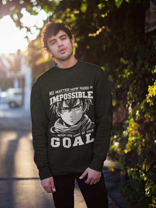 Goal-Driven Unisex Sweatshirt - Manga-Inspired Motivational Wear