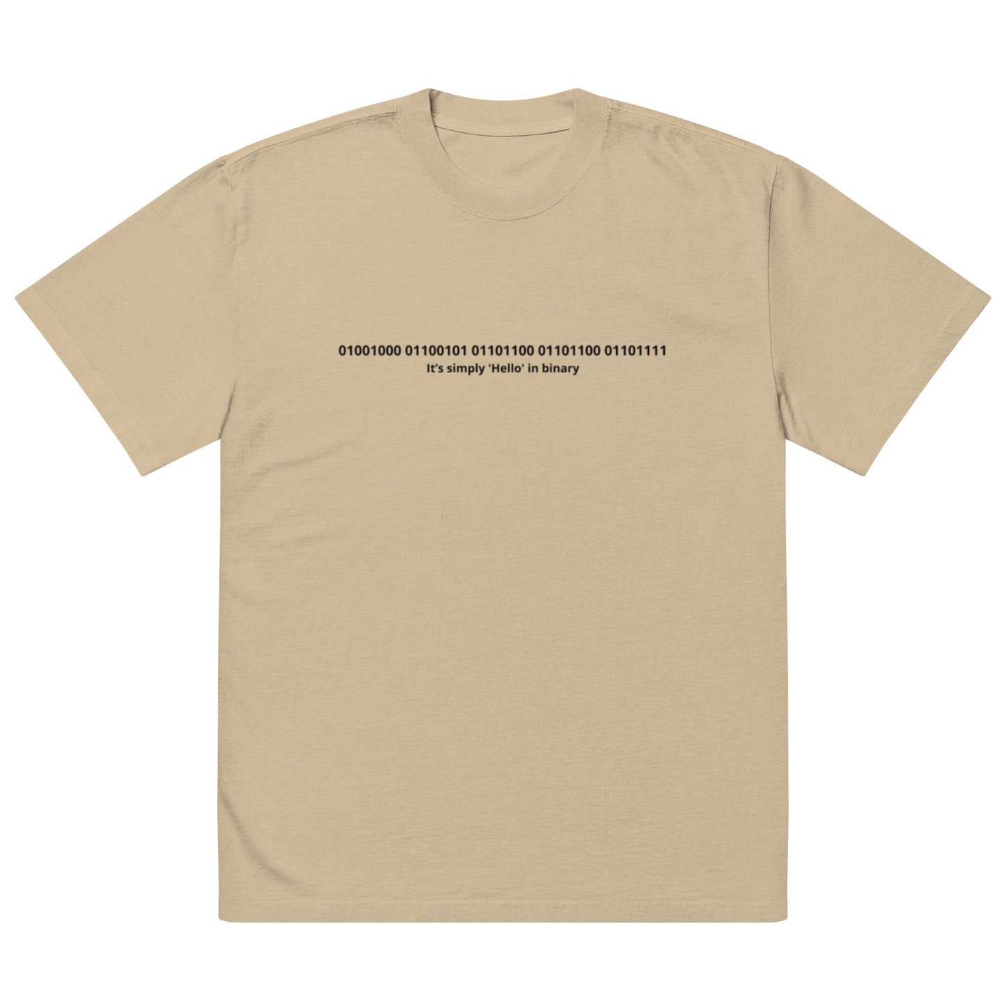 Binary Hello: Oversized Faded T-Shirt with Secret Message