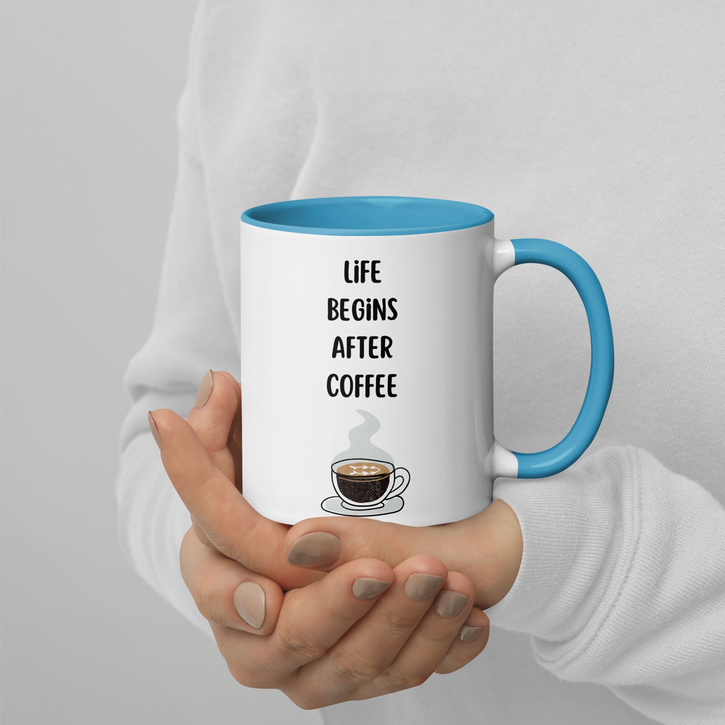 Colorful Ceramic Coffee Mug - 'Life Begins After Coffee' Design
