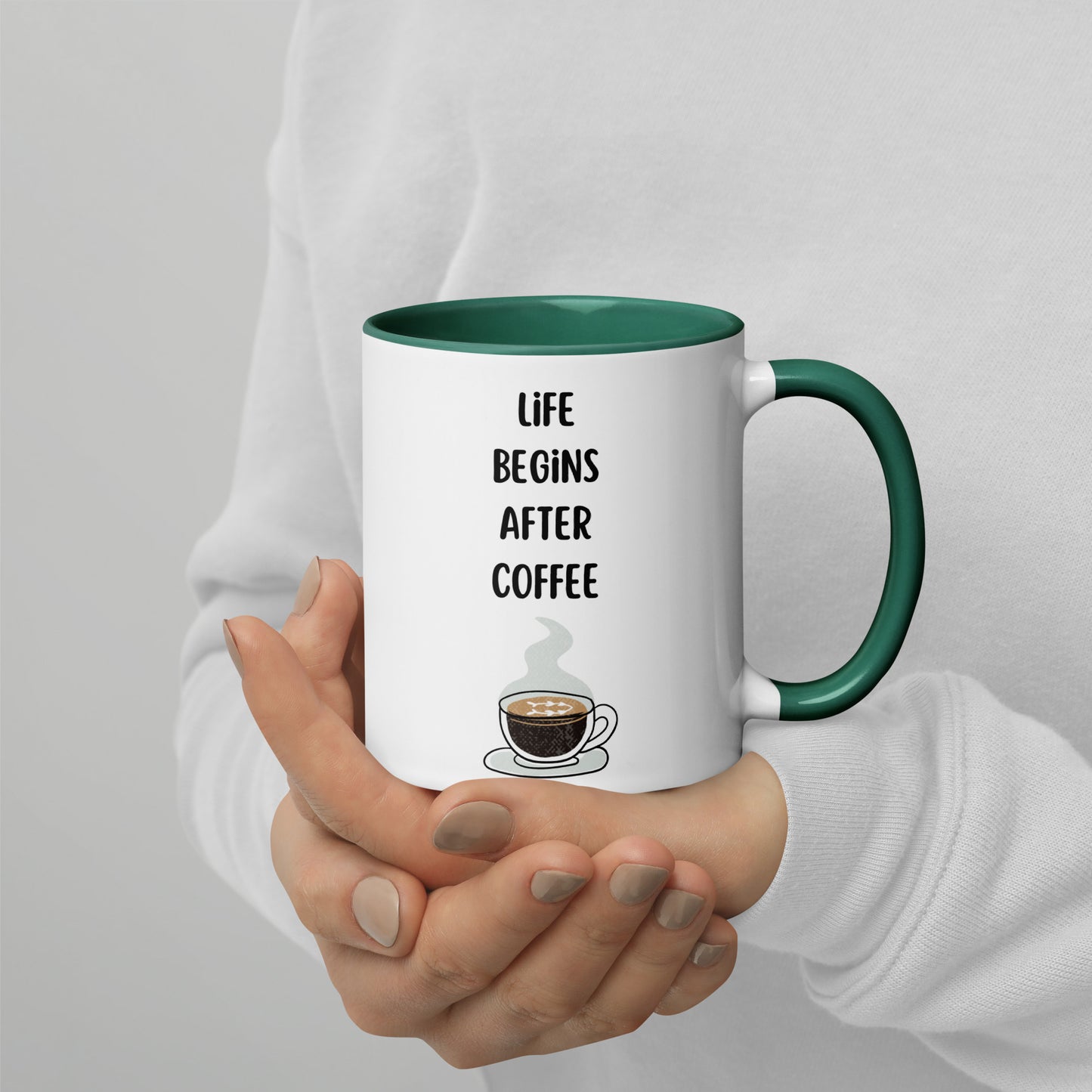 Colorful Ceramic Coffee Mug - 'Life Begins After Coffee' Design